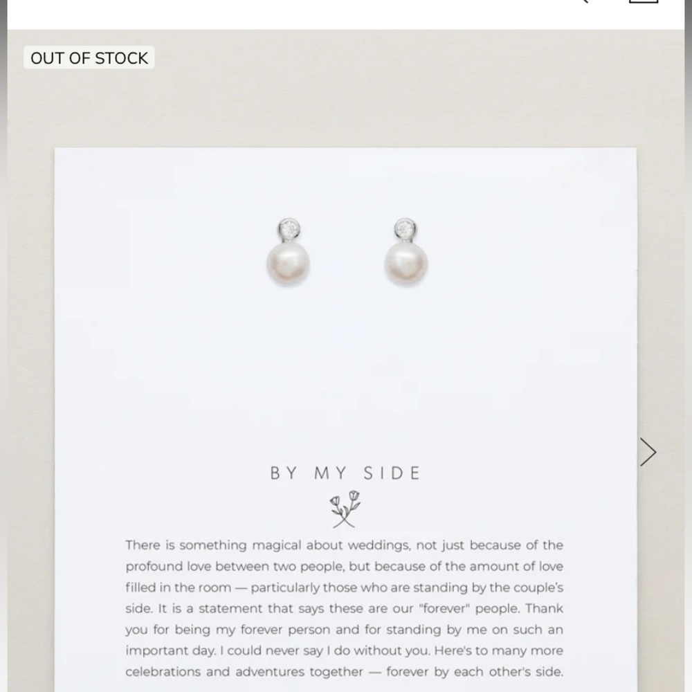NWT By My Side Drop Pearl Earings (Silver)